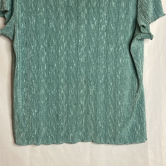 CONNECTED APPAREL TEAL CRINKLE BLOUSE (XL) - Picture 4 of 6